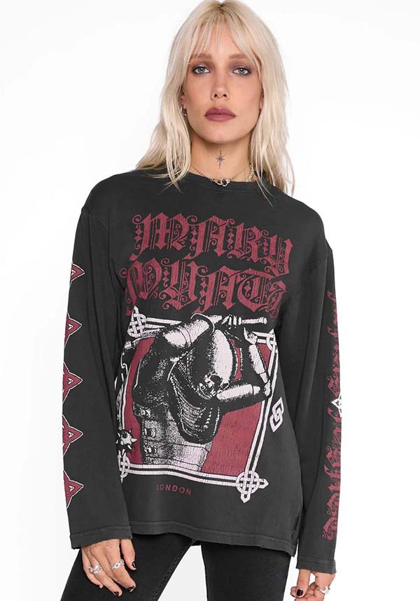 Emperor Oversized Vintage-Washed 100% Cotton Long Sleeve T-Shirt