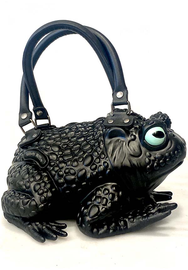 Black Toad Design Vegan Handbag with Glow - in - the - Dark Eyes