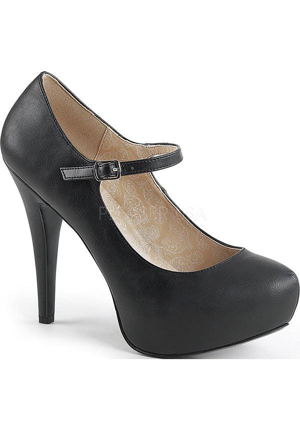 PREORDER - CHLOE-02 Black Faux Leather Patent Mary Jane Pumps