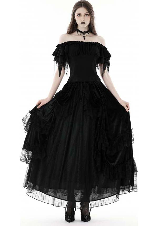 Dark in Love's Elegant Ruched Off-the-Shoulder Fatal Distressed Top