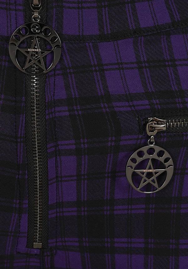 Damien Purple High - Waisted Chunky Zip Pants for a Grungy Look