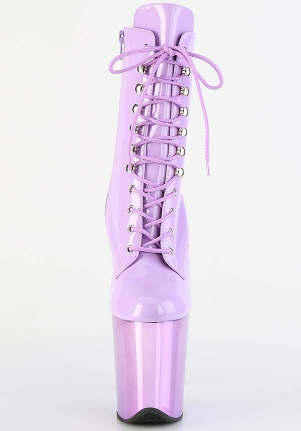 Pre - order FLAMINGO - 1020 Lavender Patent Platform Ankle Boots