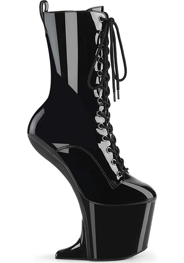 PREORDER! CRAZE-1040 Black Patent Platform Ankle Boots