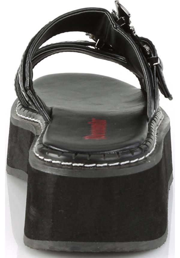 EMILY-100 Black Double Strap Flat Sandals - Preorder