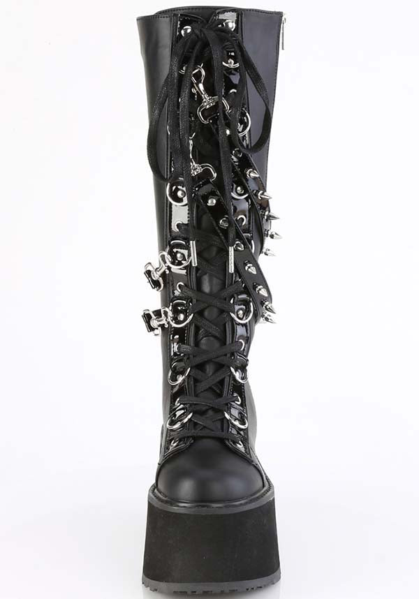 DAMNED-220 Black Platform Knee-High Boots - Preorder
