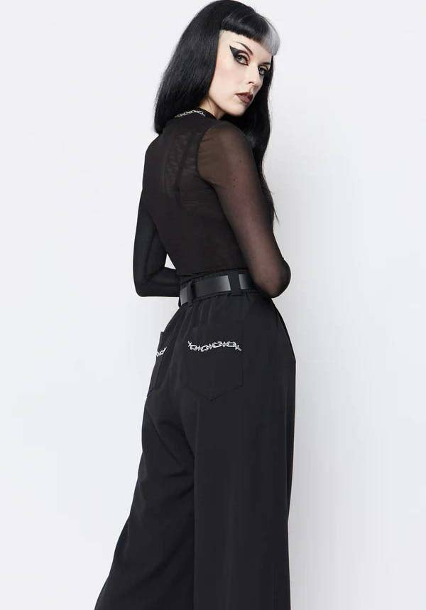 Mary Wyatt O-Ring Unchained High-Waisted Wide Leg Trousers