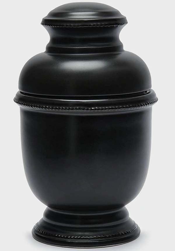 Matte Finish Crypt Style Ceramic Cookie Jar with Intricate Details