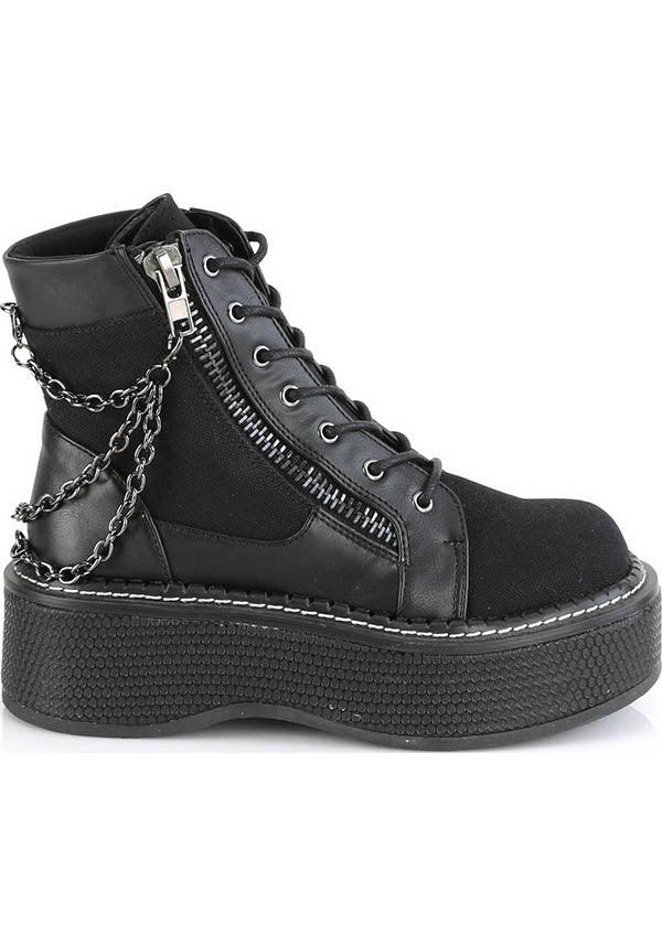 EMILY-114 Black Platform Lace-Up Boots - Preorder