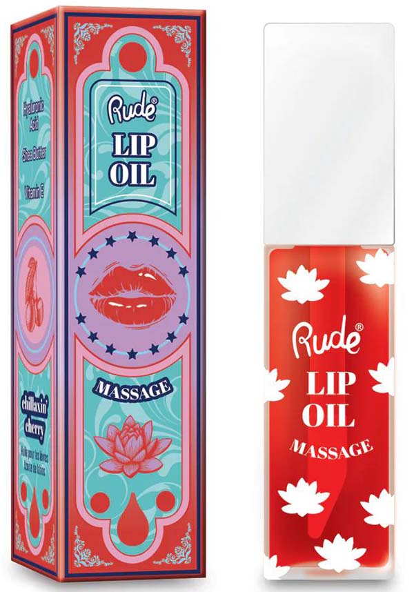 Rude Cosmetics Chillaxin’ Cherry Flavored Lip Oil for a Moisturizing Lip Massage