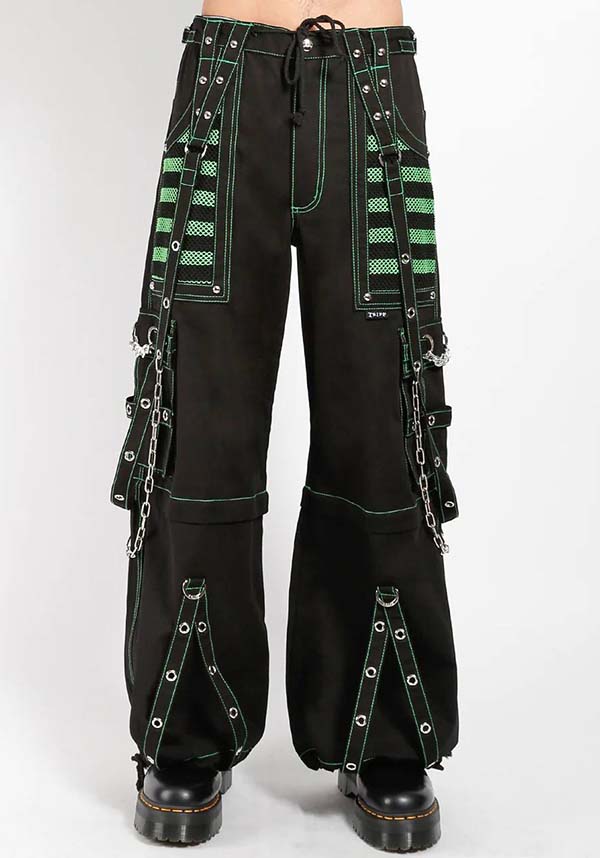 Stylish Electro Pants in Black and Green for All - Year Fashion