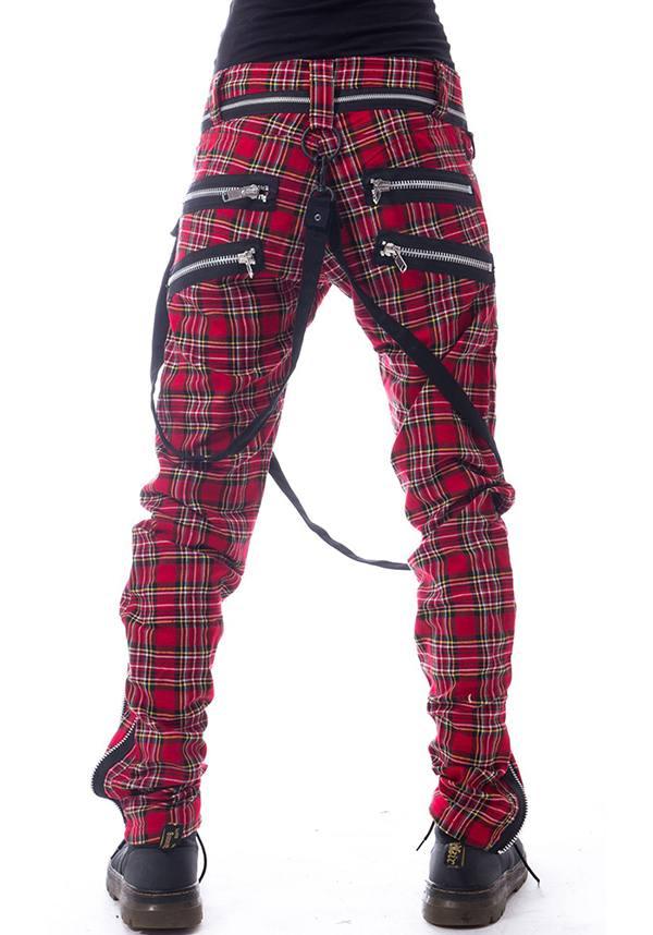 Vincent Red Tartan Punk Style Streetwear Pants for Men and Unisex