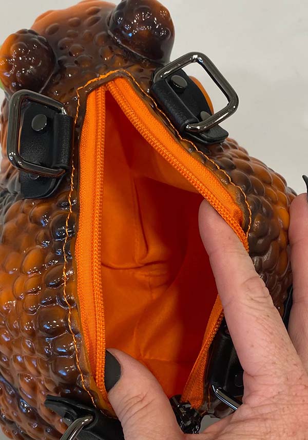 Windy Willow Glossy Orange Toad Design Handbag for Fashion Enthusiasts