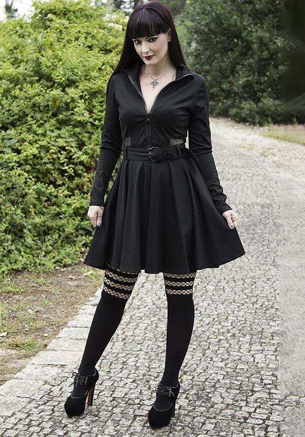 OPAQUE BLACK FISHNET OVER-THE-KNEE TIGHTS - GOTHIC CHIC STYLE