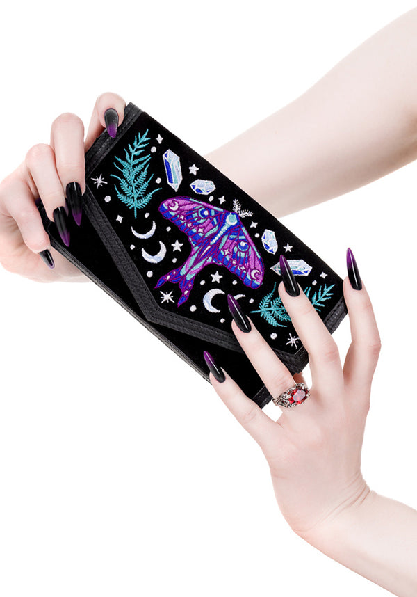 Enchanted Forest Luxury Black Suede Wallet for Magical Spirits
