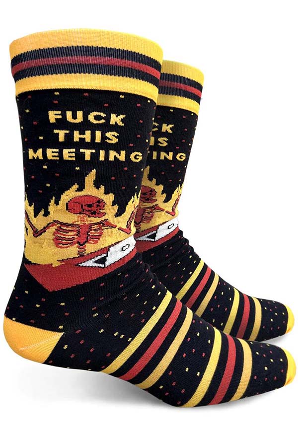 Fun and Eye - catching 'Express Discontent with Meeting' Crew Socks for Fashion - lovers