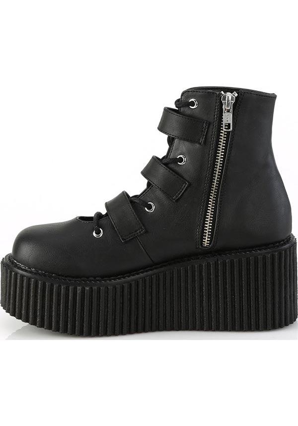 CREEPER-260 Ankle High Boots in Black Vegan Patent Leather - Pre-Order Available