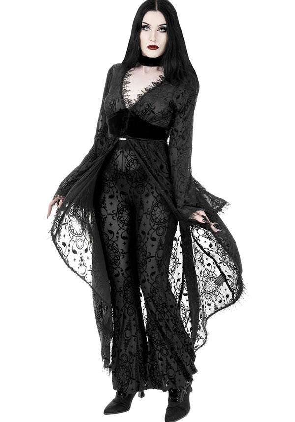 Restyle's Enchanting Dark Angel Burnout Stretch Velour Duster