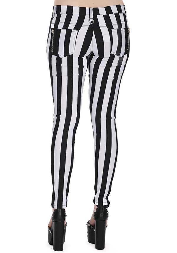 Forever Yours Skinny Jeans in Classic White and Black Striped Design