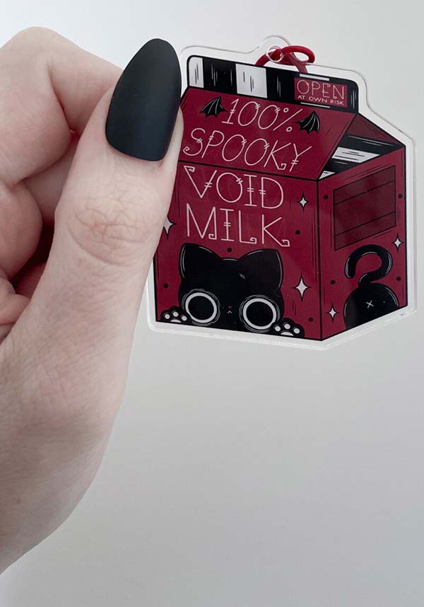 Handmade Double - sided Clear Acrylic Void Milk Keychain with Red Clip