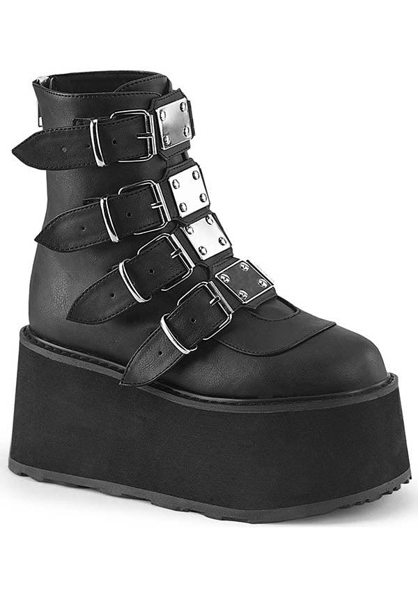 DAMNED-105 Black Platform Ankle Boots - In Stock