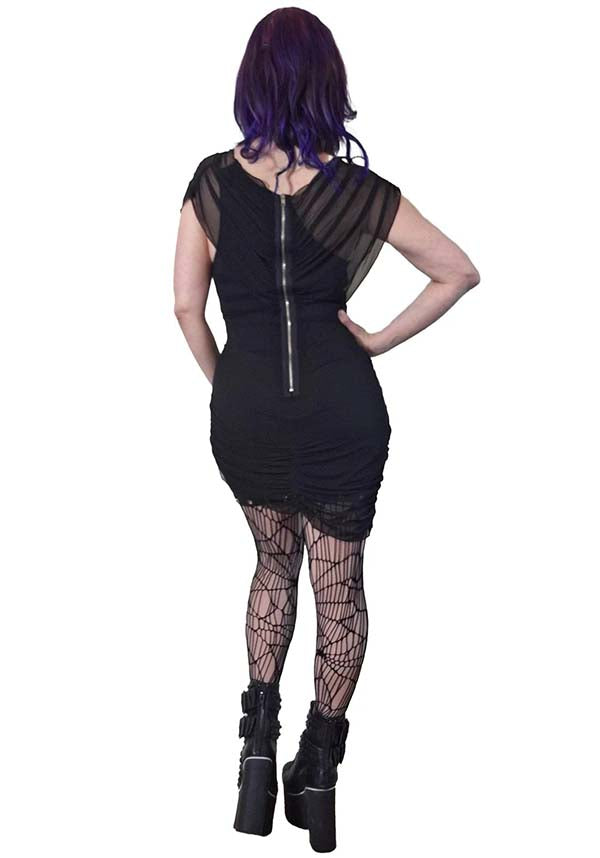 Necessary Evil Venus-Style Wrapped Mesh Mini Dress for Fashion-Forward Women