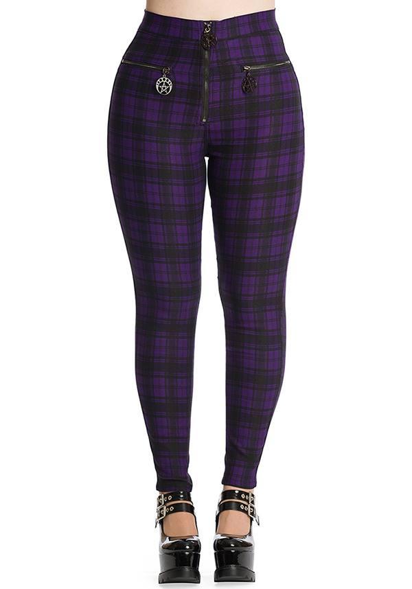 Damien Purple High - Waisted Chunky Zip Pants for a Grungy Look