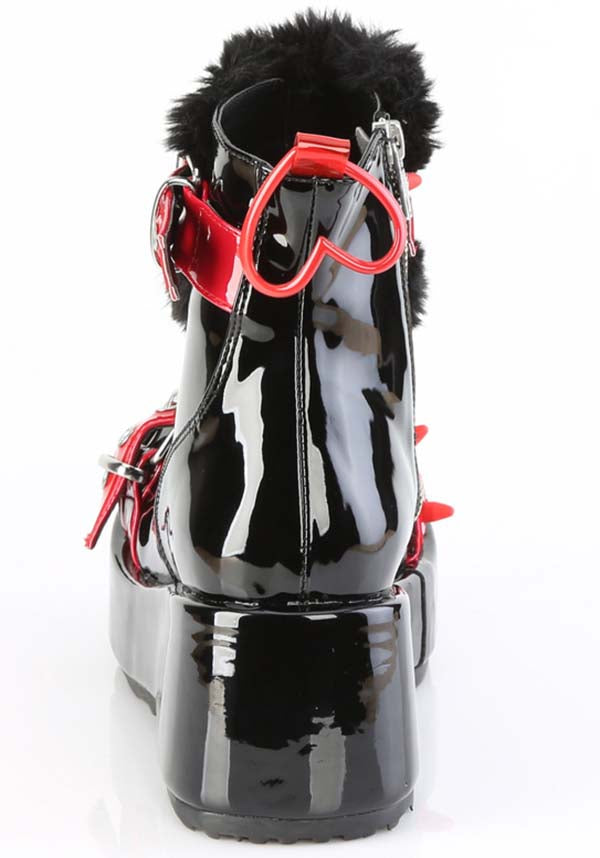 Demonia Black Patent Red PVC Cubby-57 Platform Ankle Boots - Pre-Order