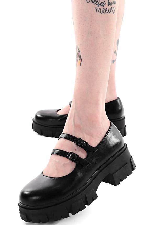 Stylish Vegan Dahlia Mary Jane Platform Flats by FOXBLOOD