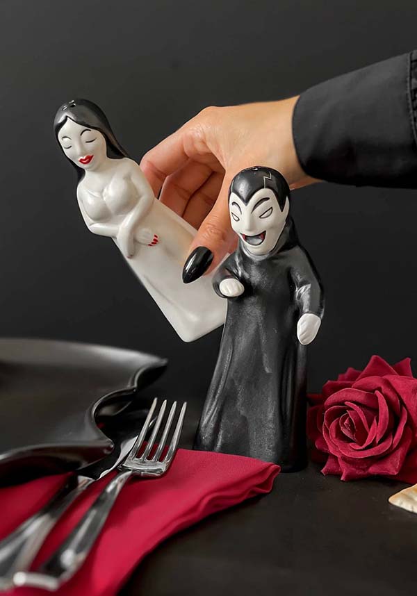 KILLSTAR Vampyre Style Ceramic Salt and Pepper Shaker Set for Dining