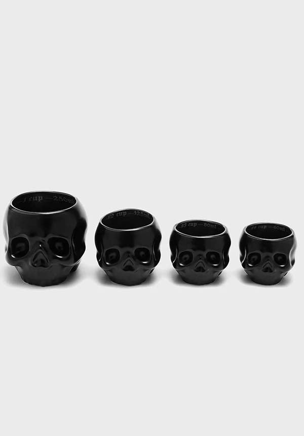 Black Matte Stoneware Measuring Cups Set of 4 by Killstar