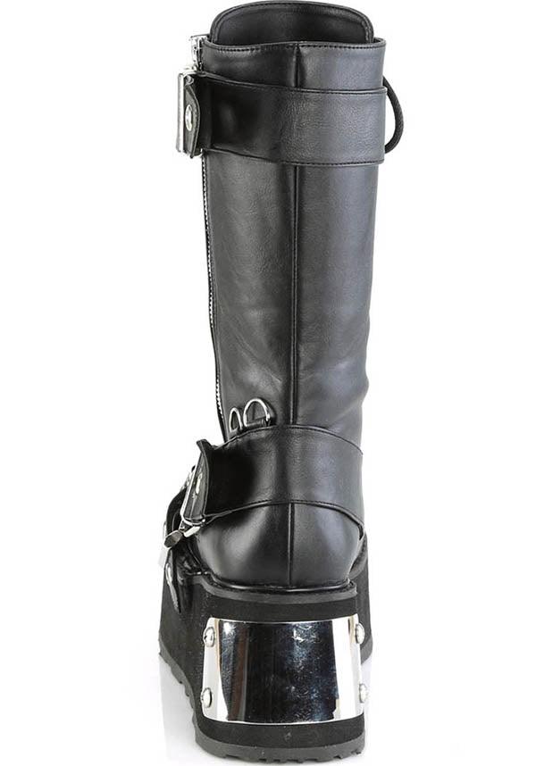 Matte Black Mid-Calf Platform Boots - TRASHVILLE-250 (Preorder)