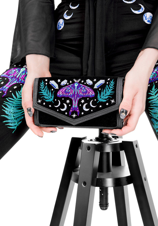 Enchanted Forest Luxury Black Suede Wallet for Magical Spirits