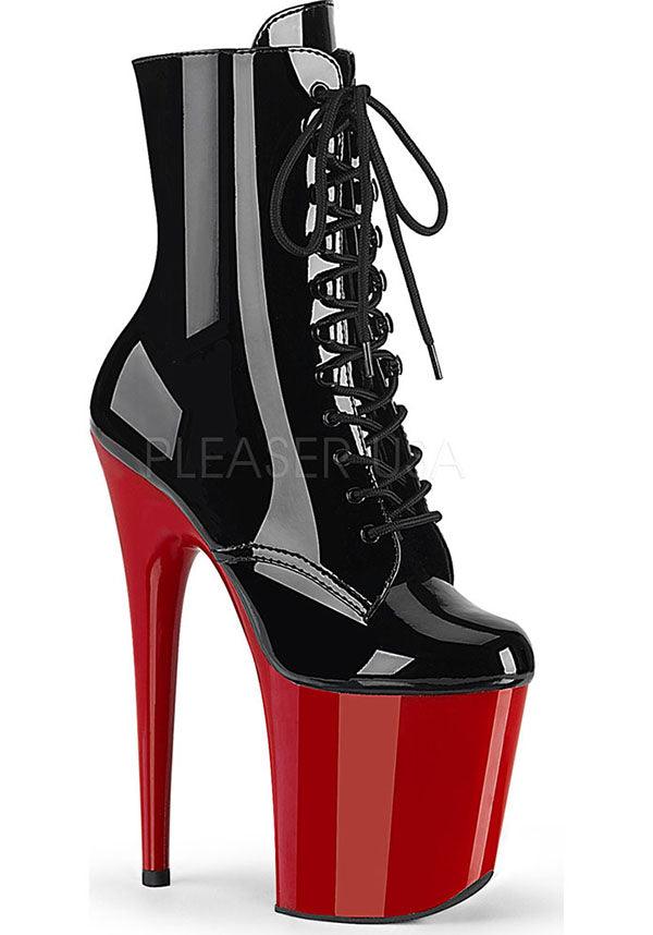 PREORDER! FLAMINGO-1020 Platform Boots in Patent Black and Red