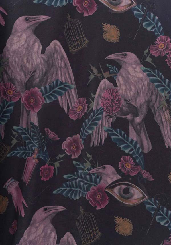 Corax Print Kimono with Smooth Fabric and Relaxed Fit
