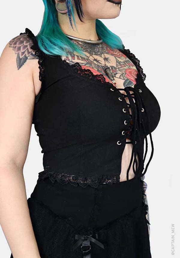 Circe Women's Fashionable Lace-Trimmed Adjustable Corset Front TOP