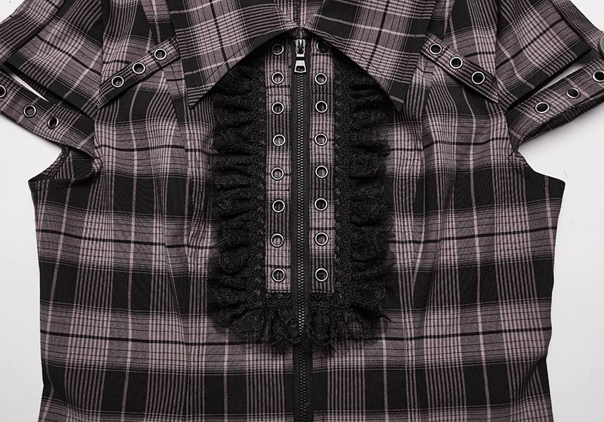 Baby Pink and Black Uriah Tartan Women's Shirt - A Blend of Classic and Feminine Style