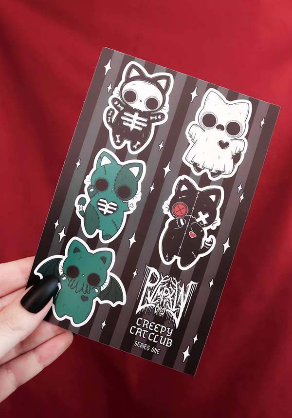 Series One Creepy Cat Club Waterproof Sticker Sheet