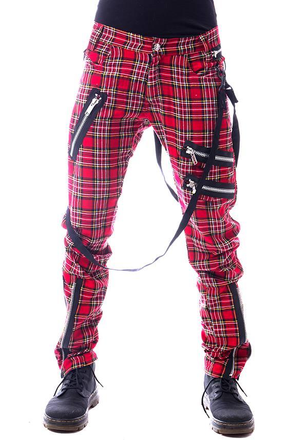 Vincent Red Tartan Punk Style Streetwear Pants for Men and Unisex