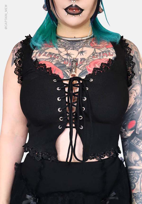 Circe Women's Fashionable Lace-Trimmed Adjustable Corset Front TOP