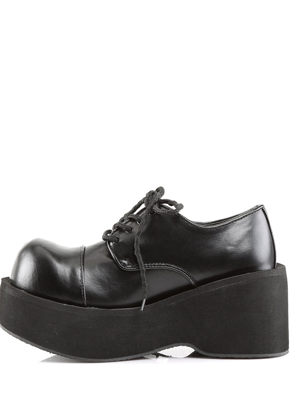 DANK-101 Black Vegan Leather Lace Up Platform Shoes [PREORDER]