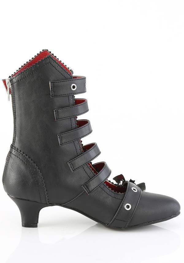 Demonia FLORA-1035 Black Mid-Calf Heel Boots - Preorder