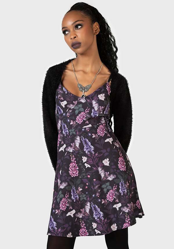 Forbidden Petals Floral Mini Slip Dress with Adjustable Straps