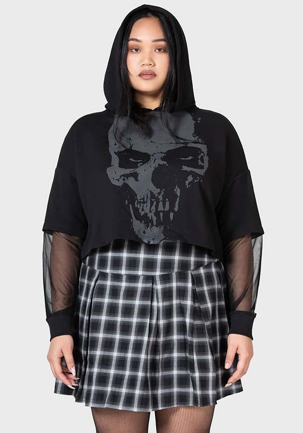Chilled Bone Crop Hoodie with Soft Cotton and Custom Skull Print