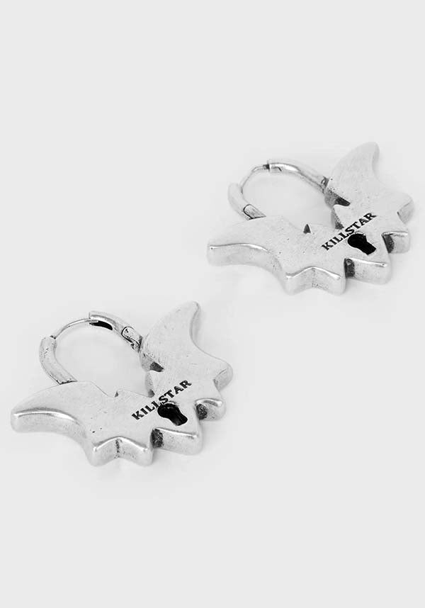 VESPER Brand Bat - Shaped Metal Lock Design Hoop Style Earrings