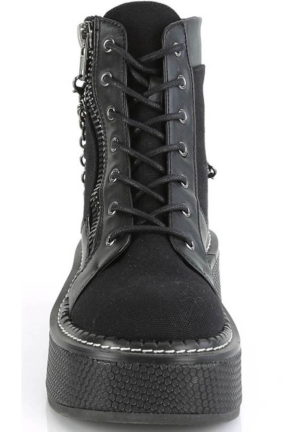 EMILY-114 Black Platform Lace-Up Boots - Preorder