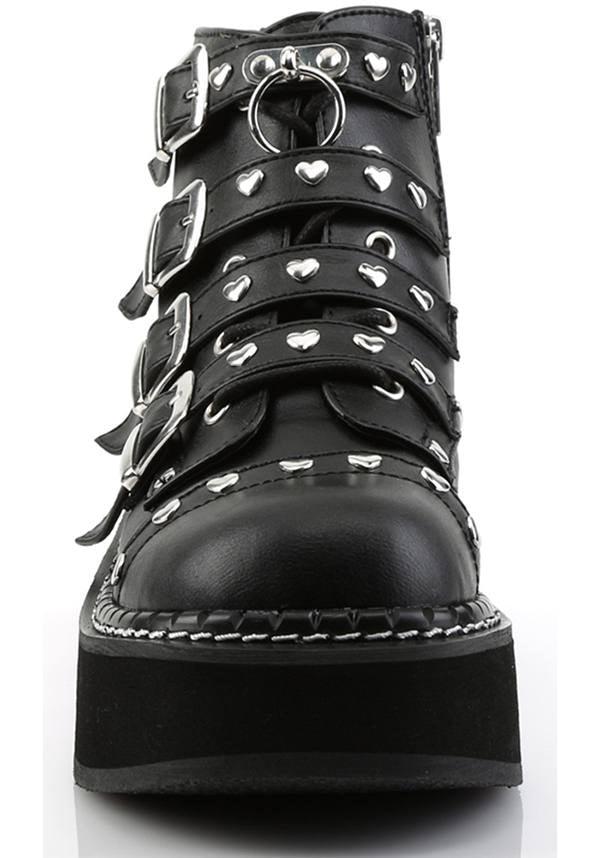 Black EMILY-315 Platform Lace-Up Ankle Boots - In Stock