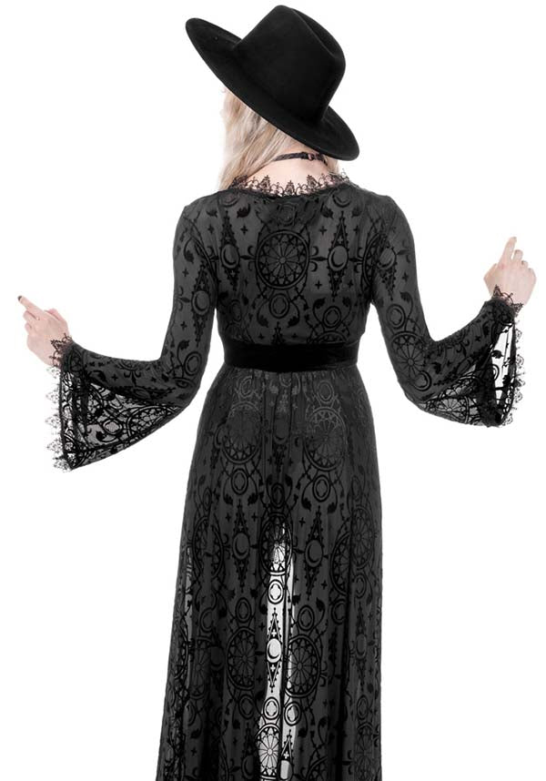 Restyle's Enchanting Dark Angel Burnout Stretch Velour Duster