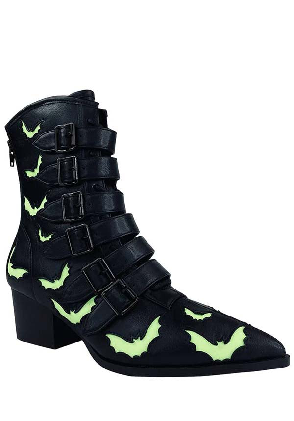 Strangecvlt's Enchanting Coven Bat Glow - in - the - Dark Fashion Boots