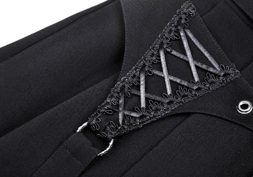 Visceral Grungy Gothic Pleated Lace-Up Skirt