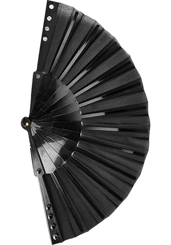 Punk Rave Soft Sheer Fabric Fan with Grunge Metal Rivets